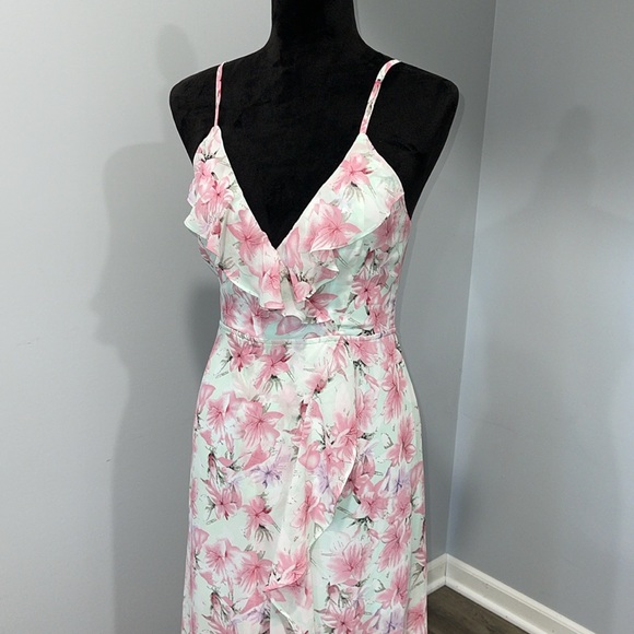 Fashion Nova Grow Matter What floral maxi dress size small mint pink NEW - Picture 4 of 16